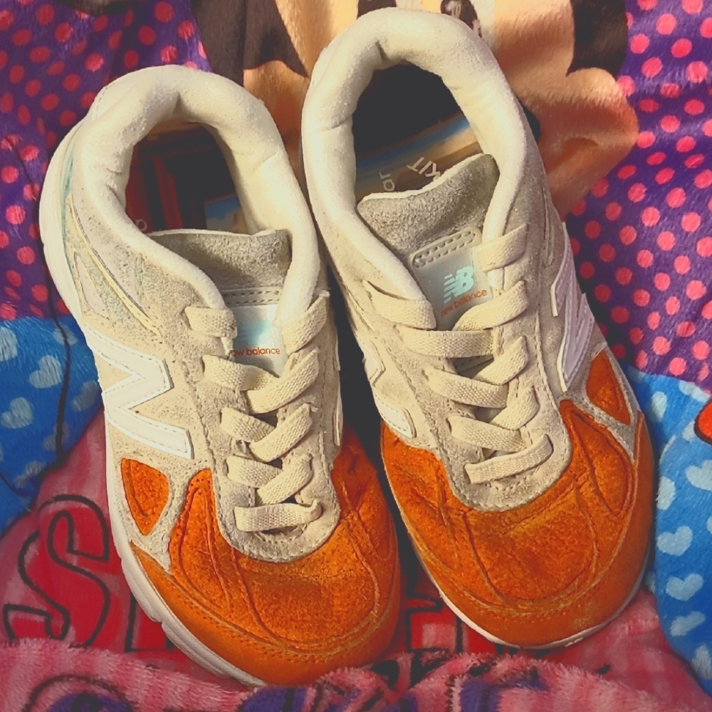 New Balance Orange and White Classic Sneakers